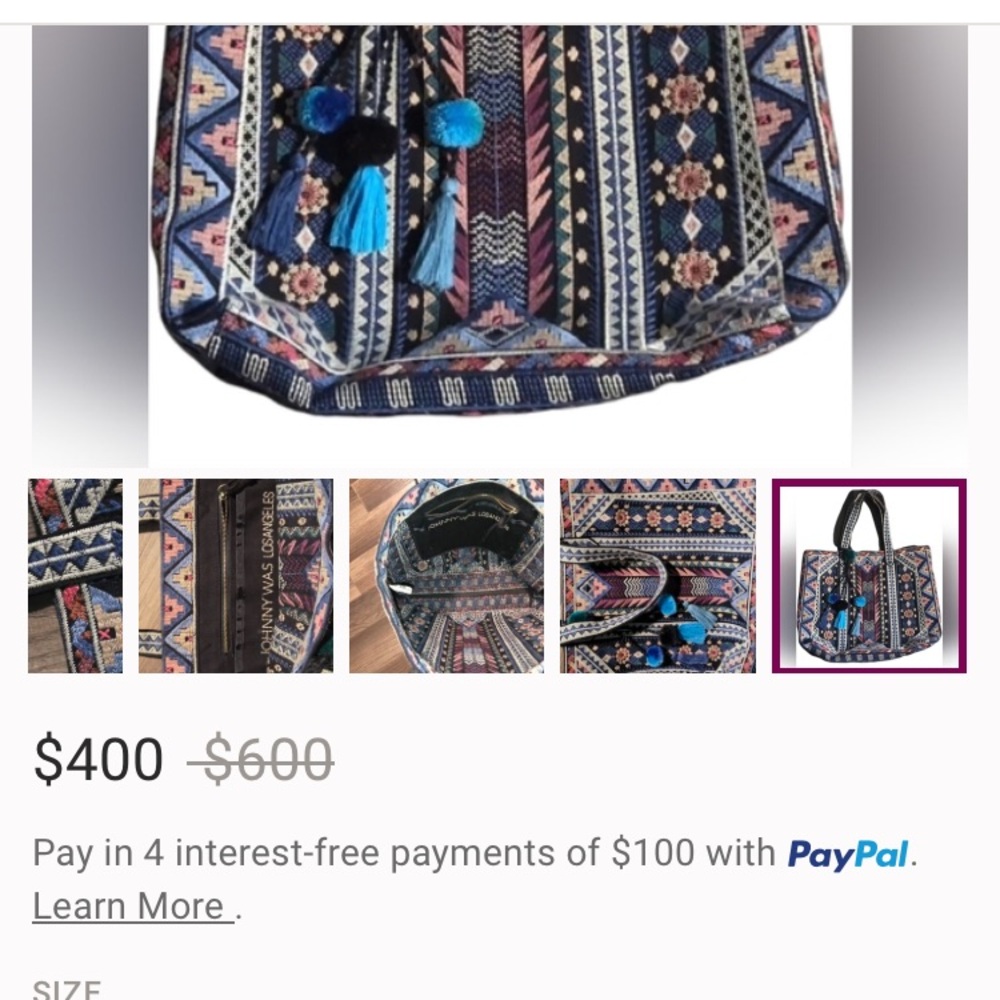 New: Johnny Was Embroidered Tote with Pom Tassels - Picture 14 of 14